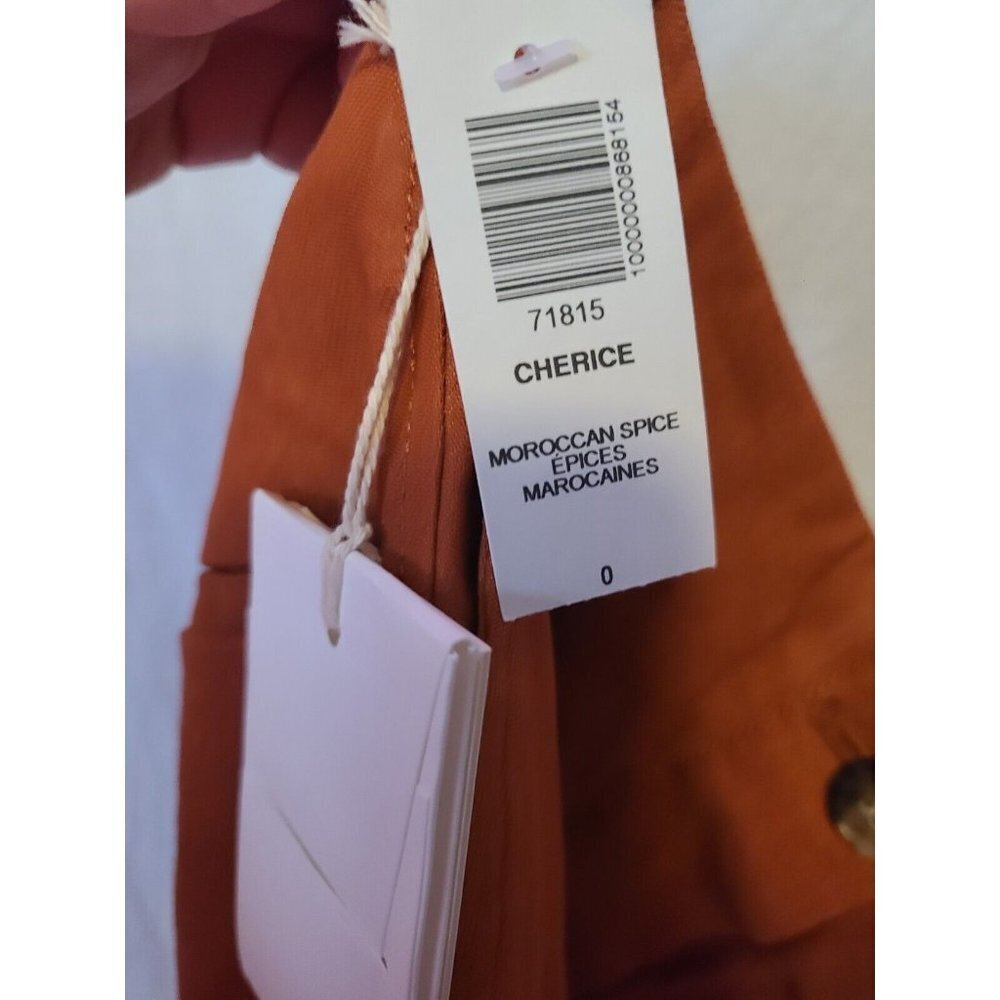 Aritiza xWilfred Cherice Italian Linen Blend Orange Slim Cigarette Pants Size 0 - Picture 4 of 5